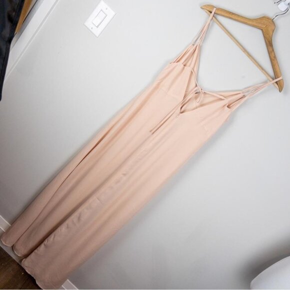 Tobi Womens Size Medium Blush Pink Slip Maxi Dress Lace Up Fairycore Ballet - Picture 8 of 11